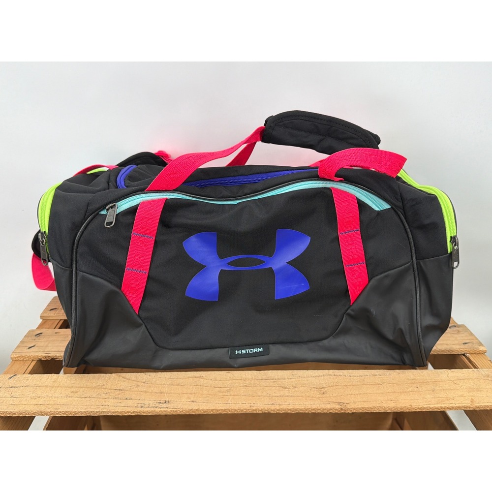Under Armour Storm Undeniable Duffel Bag Black Neon Pink Blue Gym Travel Medium